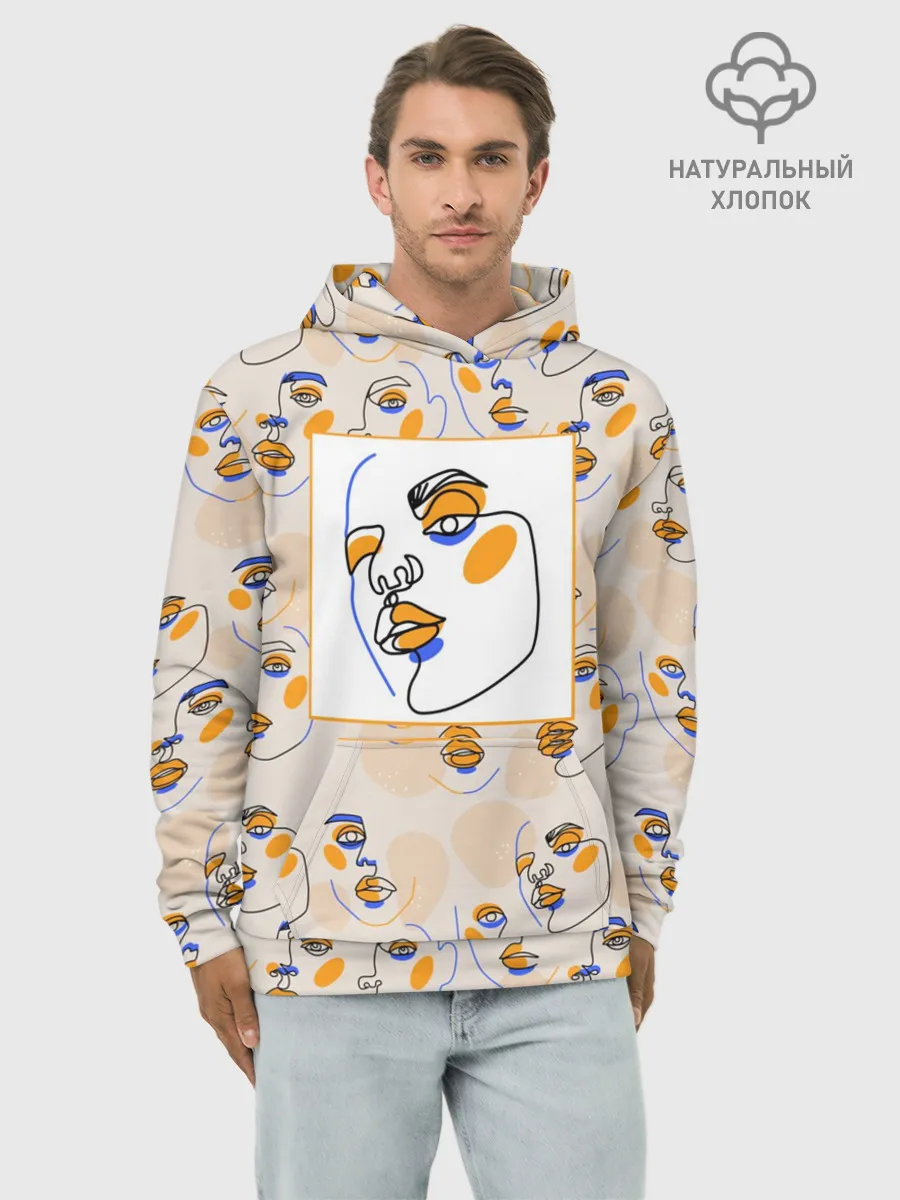 Худи мужской база хлопок / Лица в графике