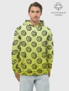 Худи мужской база хлопок / узор спиральки на желтом фоне