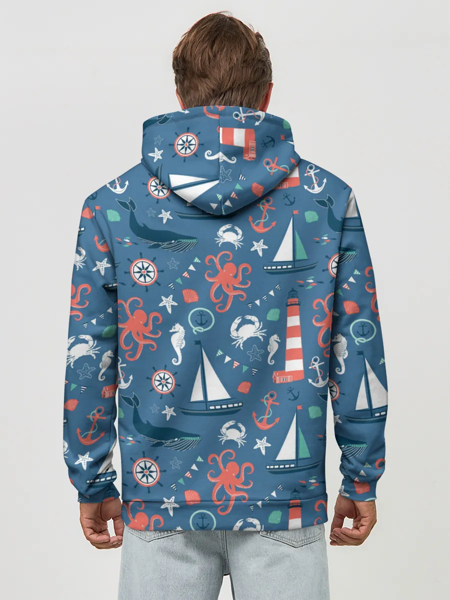 Худи мужской база хлопок / Морские жители