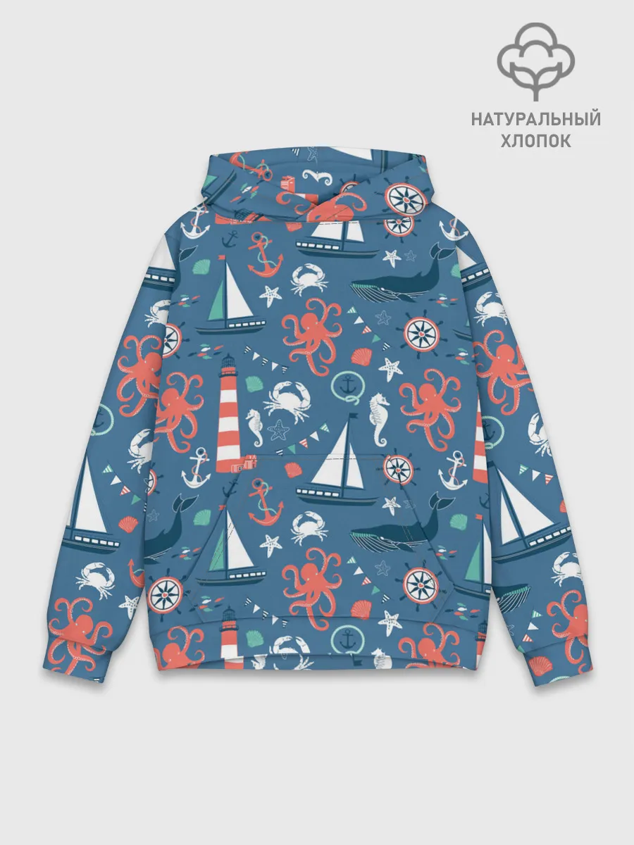 Худи мужской база хлопок / Морские жители