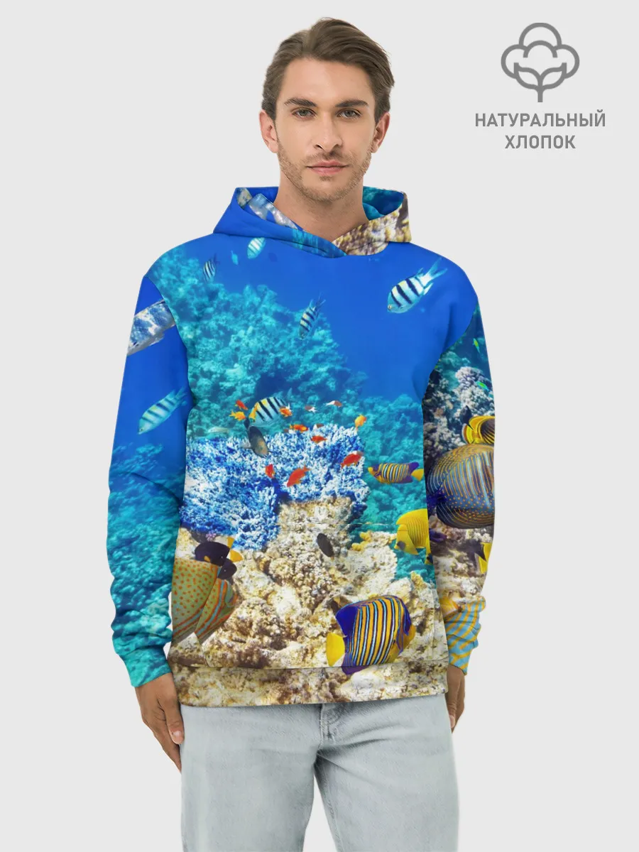 Худи мужской база хлопок / Морской мир