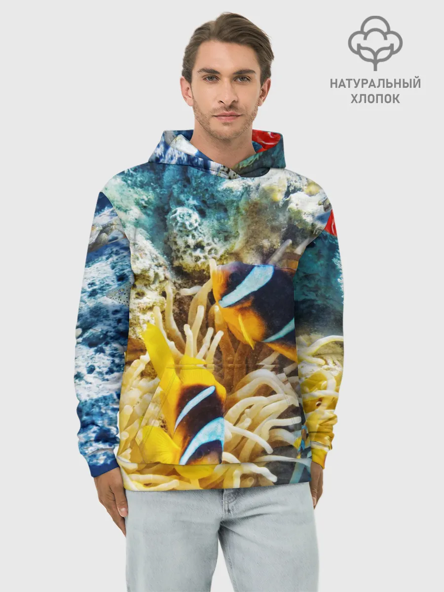Худи мужской база хлопок / Морской мир