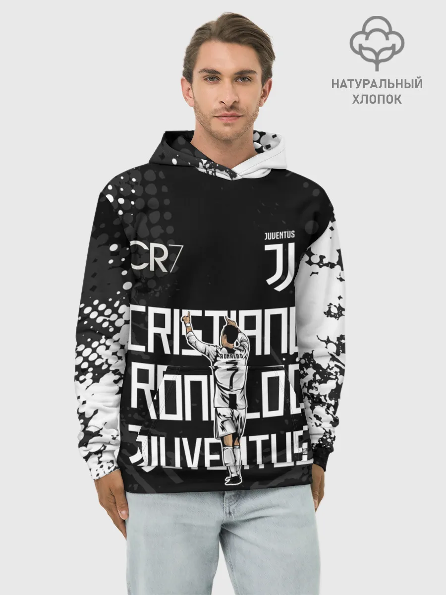 Худи мужской база хлопок / КРИШТИАНУ РОНАЛДУ / ЮВЕНТУС