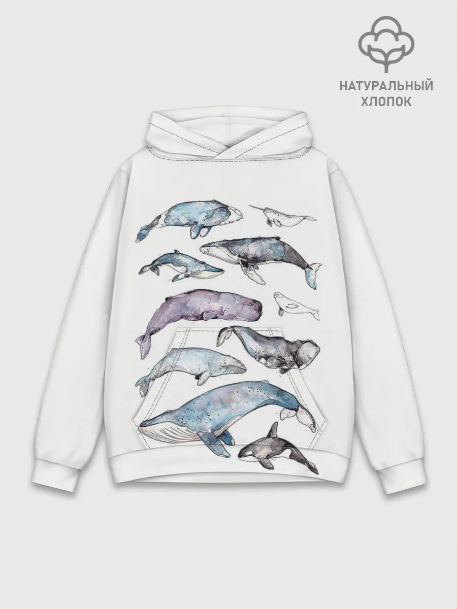 Худи мужской база хлопок / киты