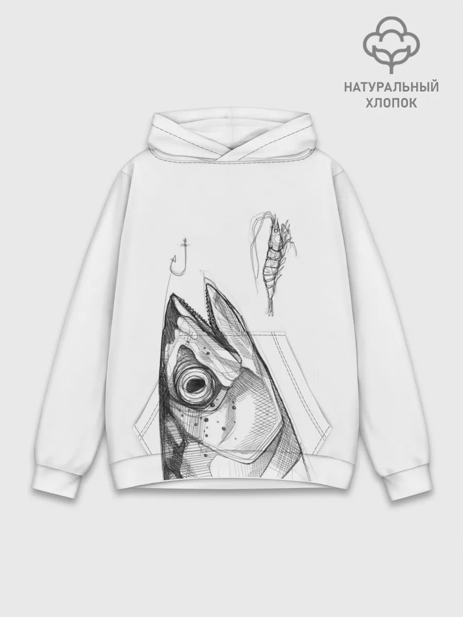 Худи мужской база хлопок / рыбка