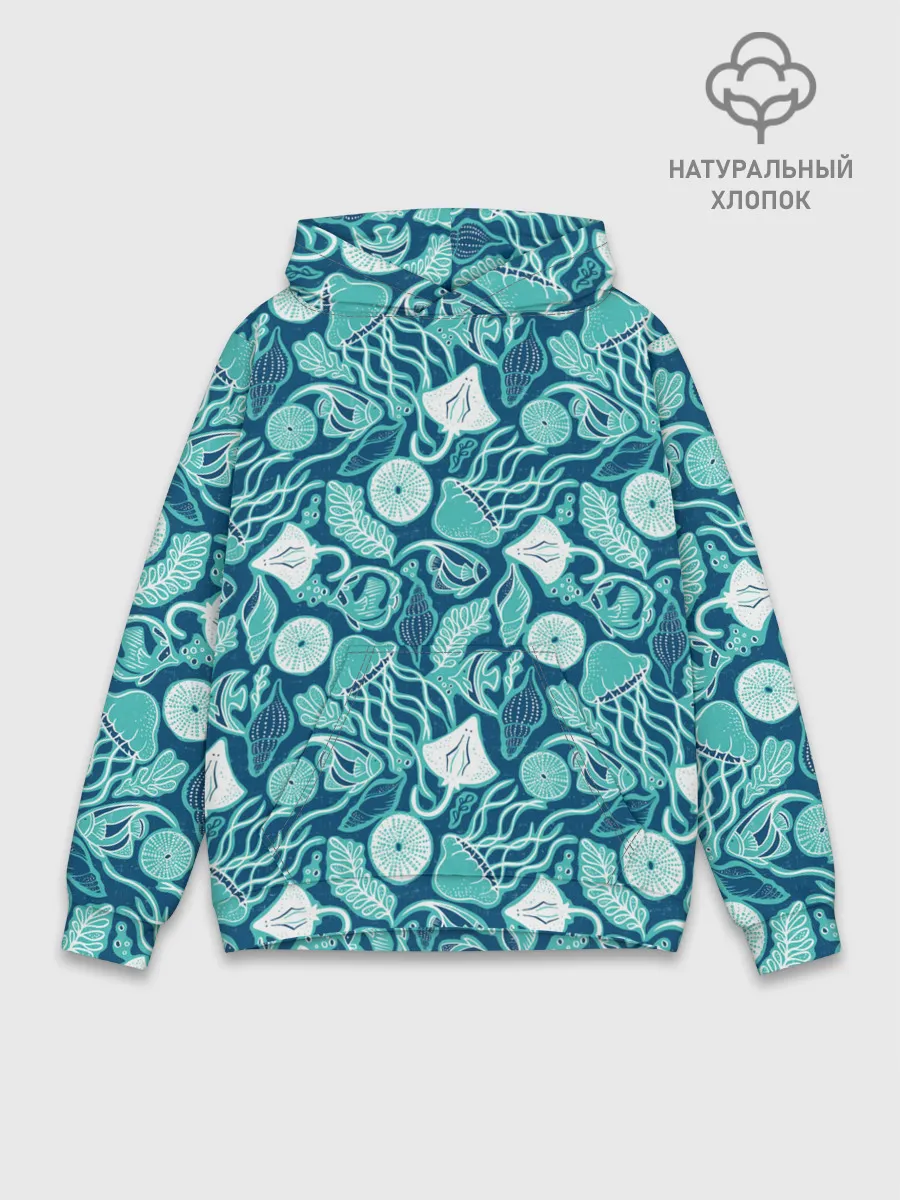 Худи мужской база хлопок / Скаты и медузы