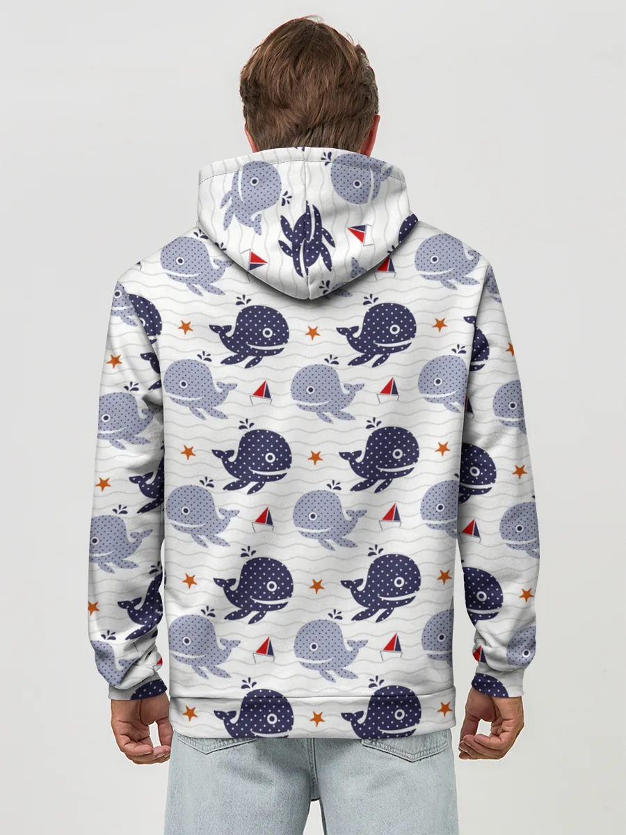 Худи мужской база хлопок / Киты и яхты