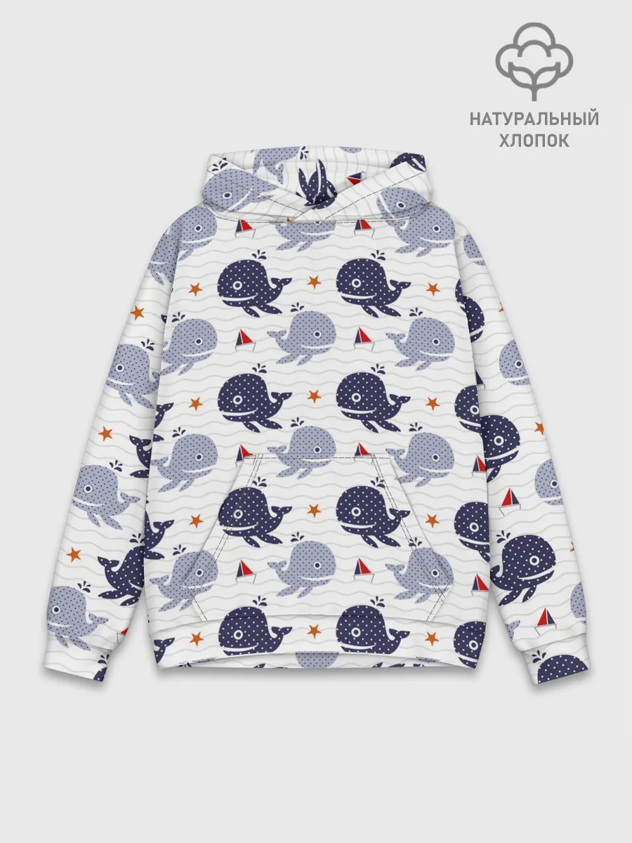 Худи мужской база хлопок / Киты и яхты