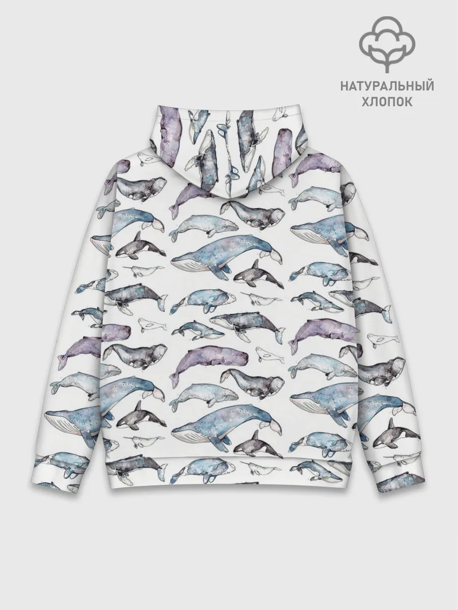 Худи мужской база хлопок / киты паттерн