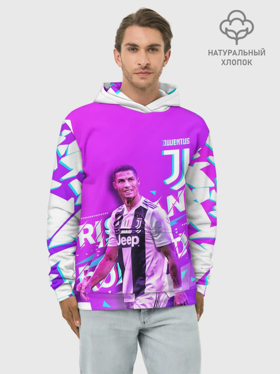 Худи мужской база хлопок / КРИШТИАНУ РОНАЛДУ / НЕОН