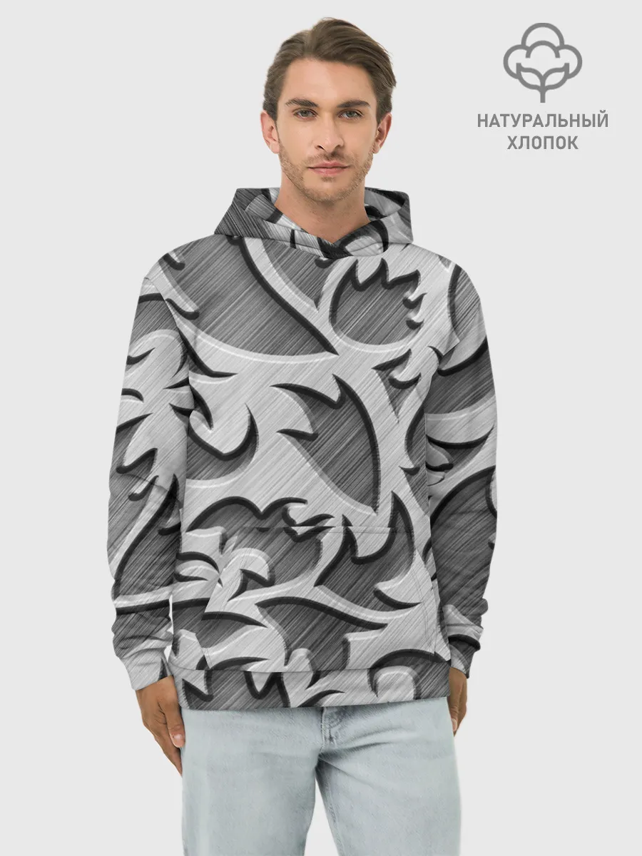 Худи мужской база хлопок / Монохромный узор