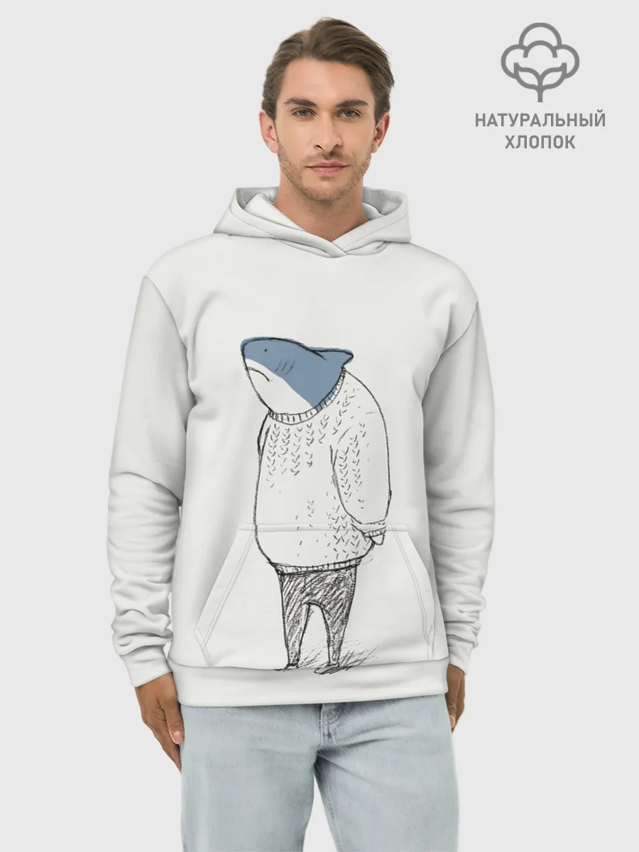 Худи мужской база хлопок / акула в свитере