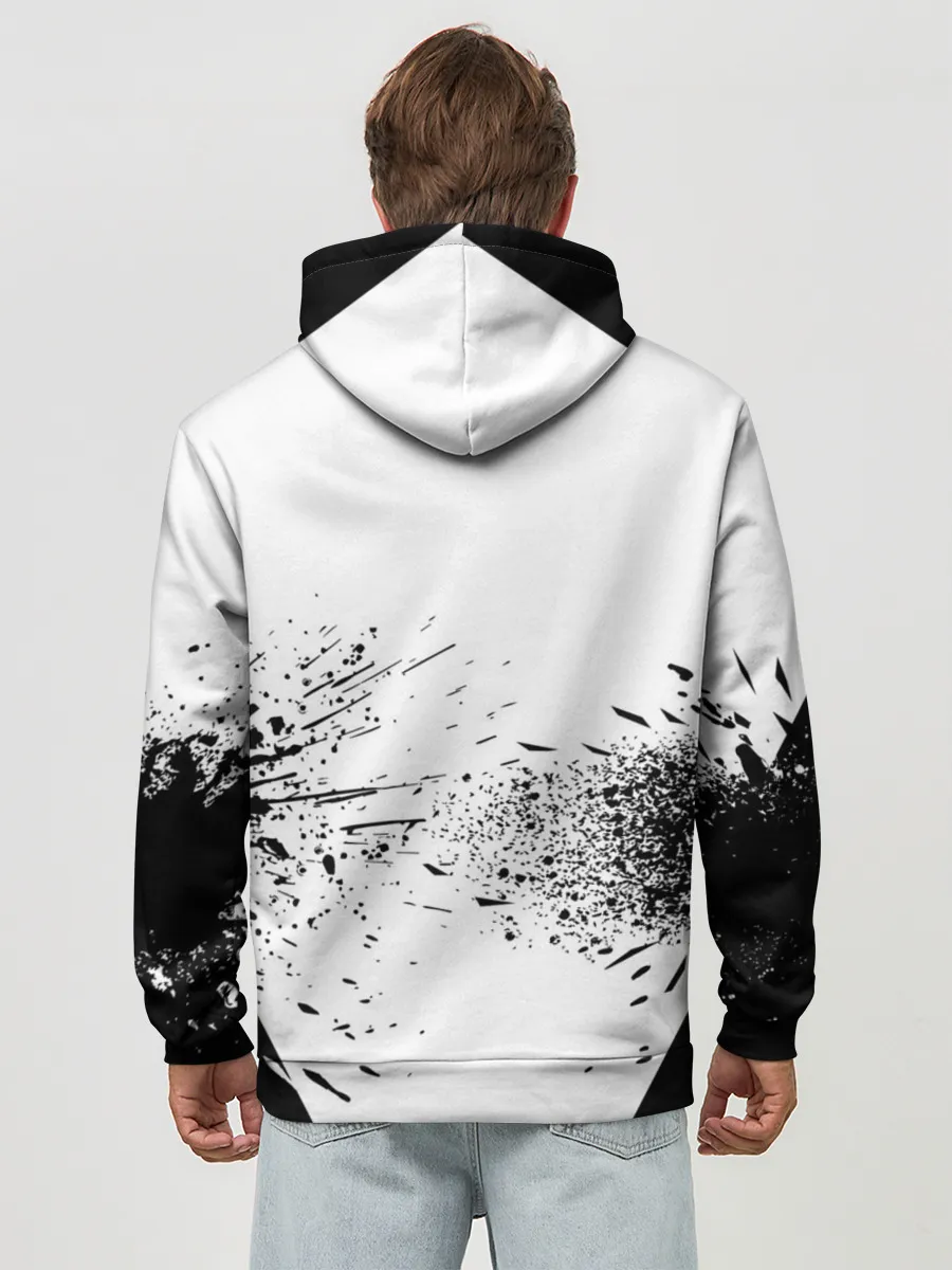 Худи мужской база хлопок / Чёрный клевер с иероглифами