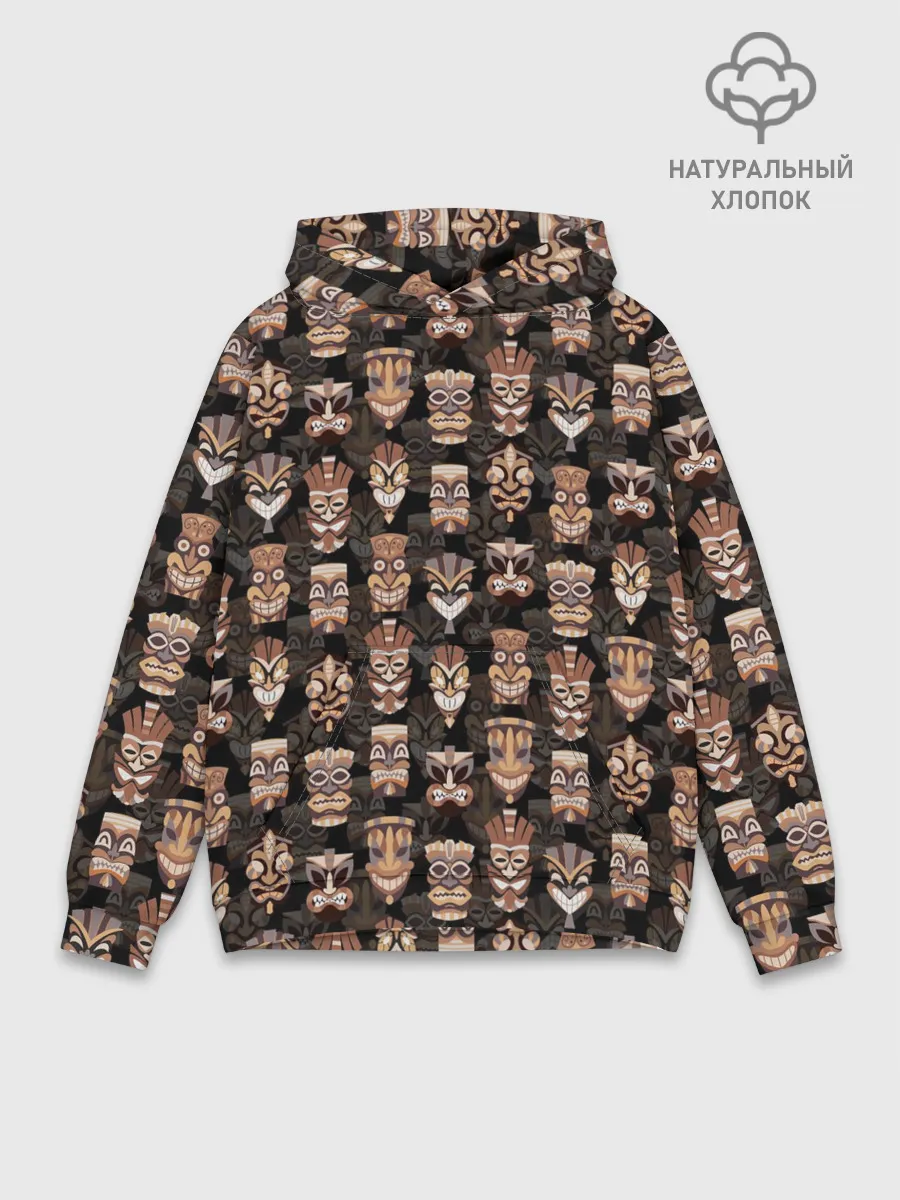 Худи мужской база хлопок / МАСКИ ТИКИ ГАВАЙИ ПАТТЕРН