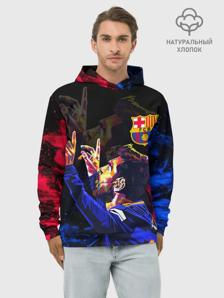 Худи мужской база хлопок / ЛИОНЕЛЬ МЕССИ / ОГОНЬ / FIRE