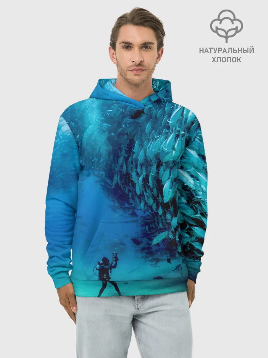 Худи мужской база хлопок / Фото дайвинг