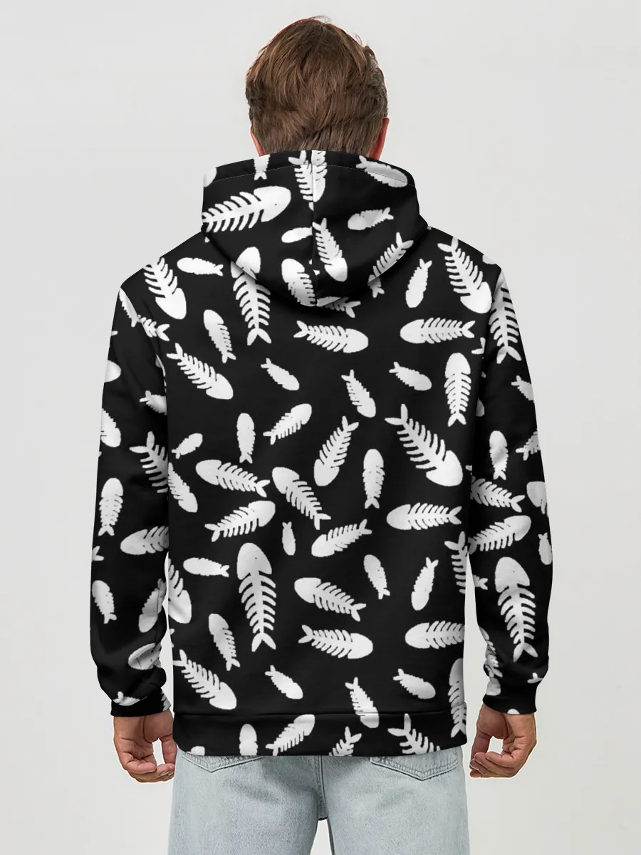 Худи мужской база хлопок / Скелеты рыб