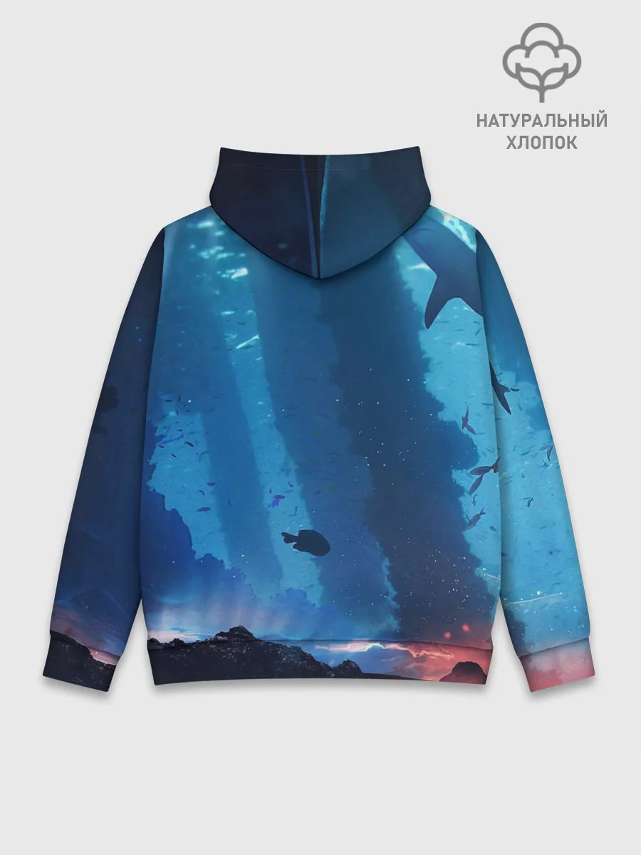 Худи мужской база хлопок / Подводный мир | Силуэт