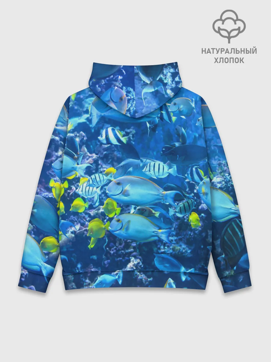 Худи мужской база хлопок / Коралловые рыбки