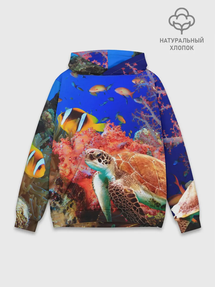 Худи мужской база хлопок / Морская черепаха