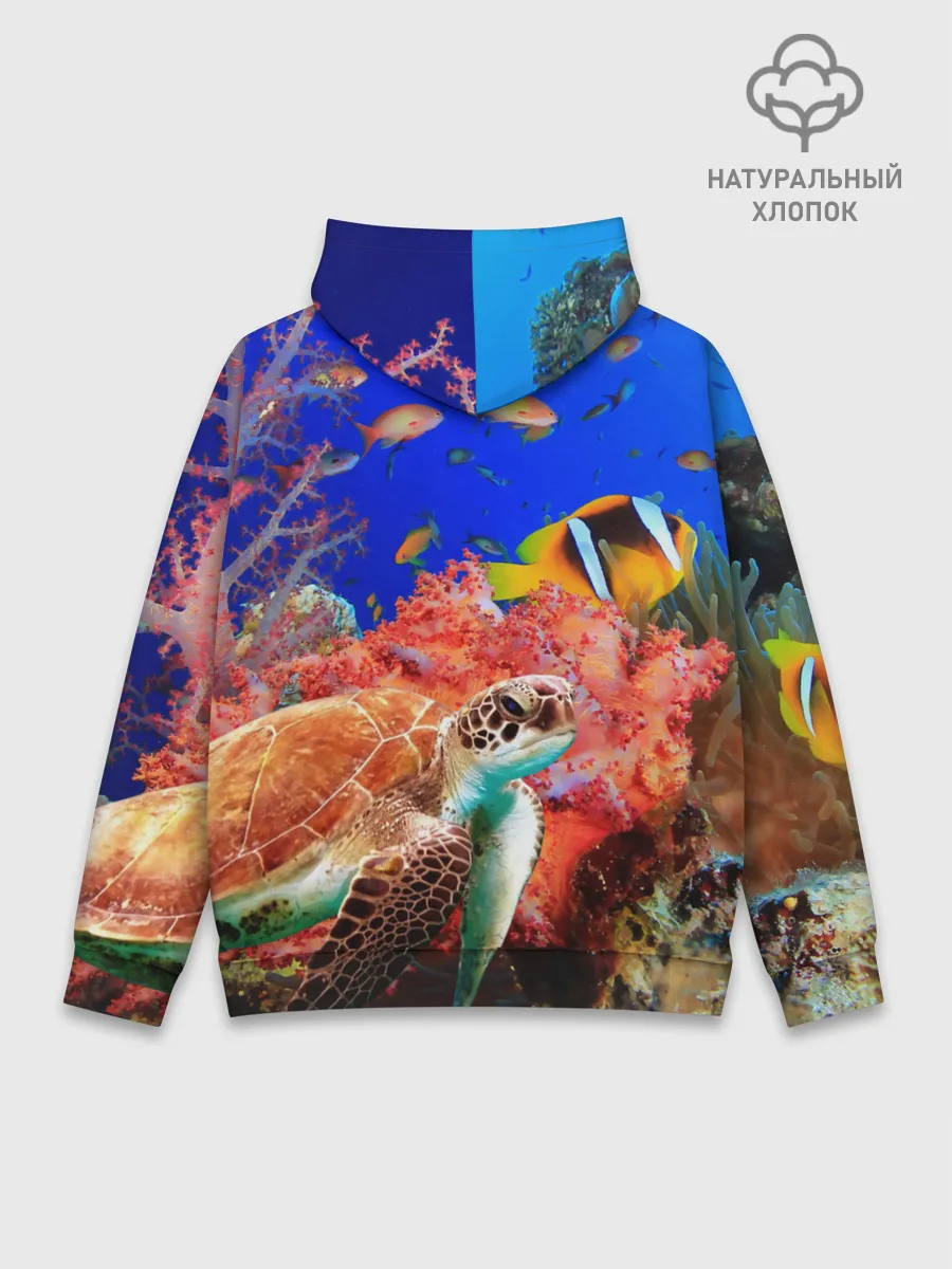 Худи мужской база хлопок / Морская черепаха