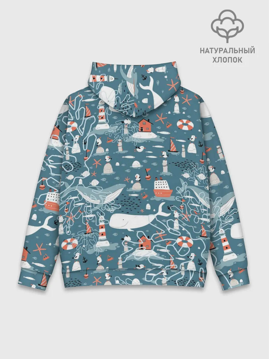 Худи мужской база хлопок / Море и его жители