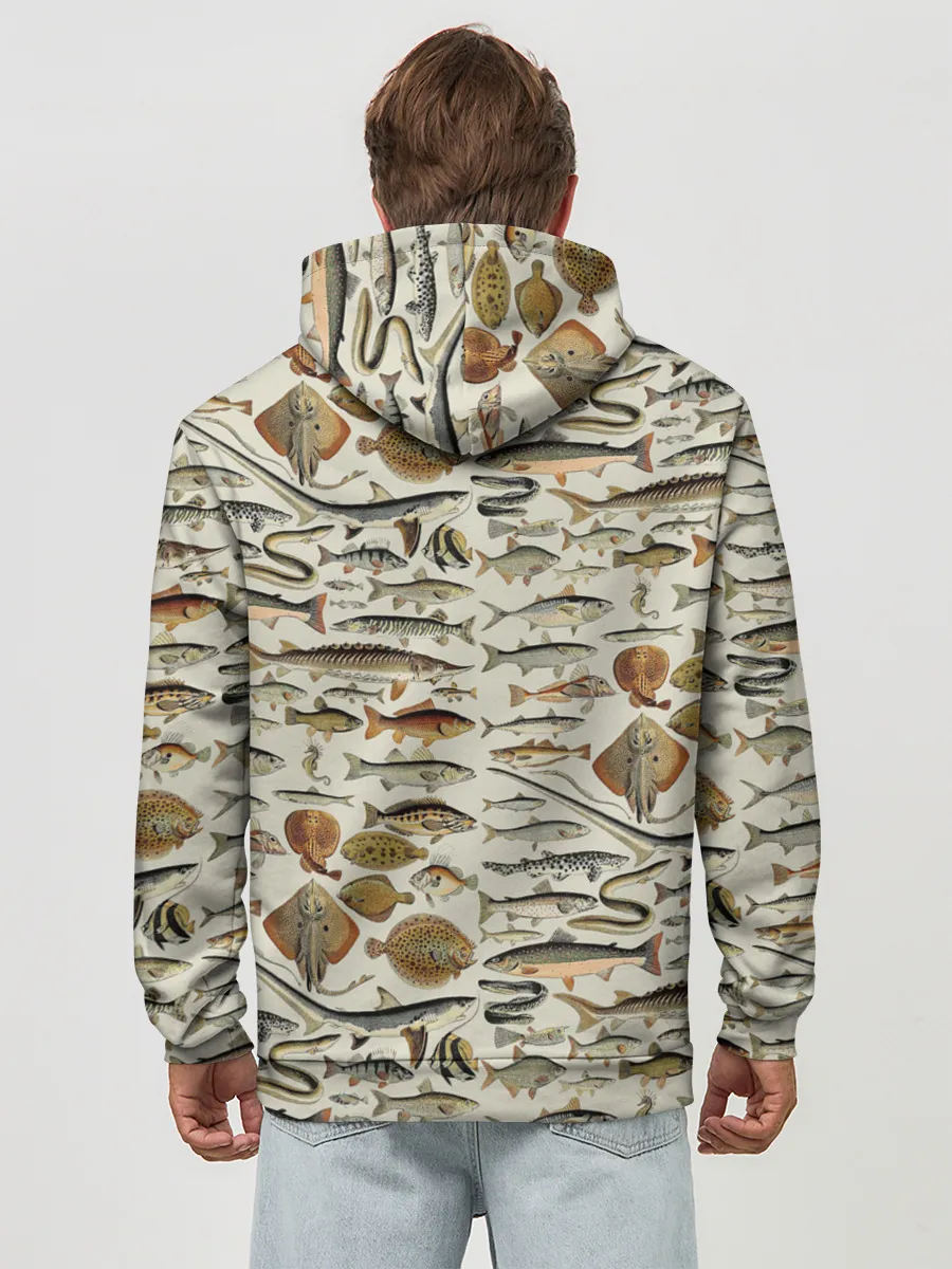 Худи мужской база хлопок / рыбный паттерн