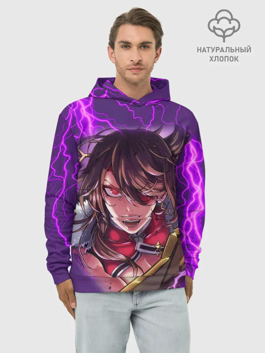 Худи мужской база хлопок / GENSHIN IMPACT / МОЛНИЯ