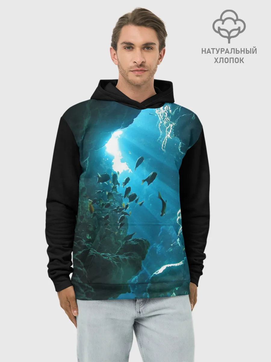 Худи мужской база хлопок / Коралловые рыбки