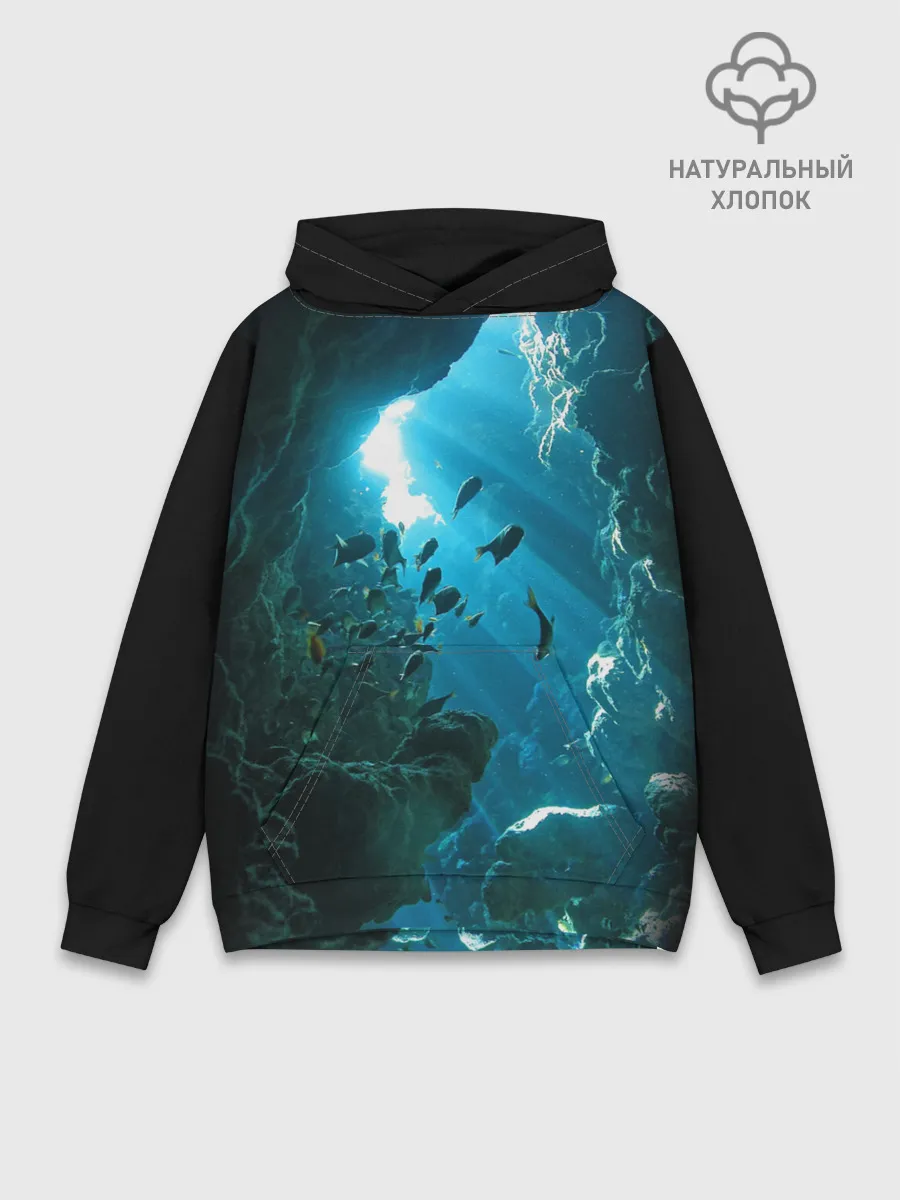 Худи мужской база хлопок / Коралловые рыбки