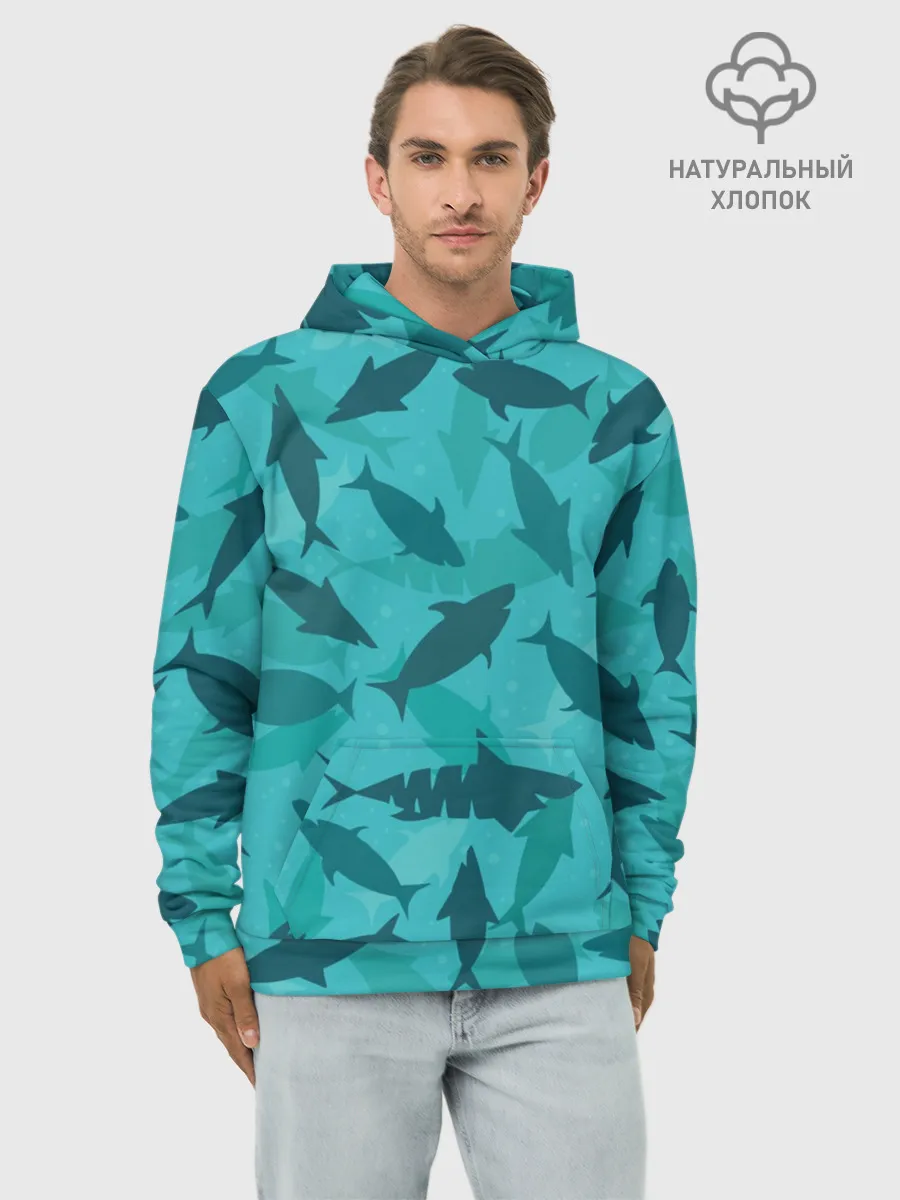Худи мужской база хлопок / Морские жители