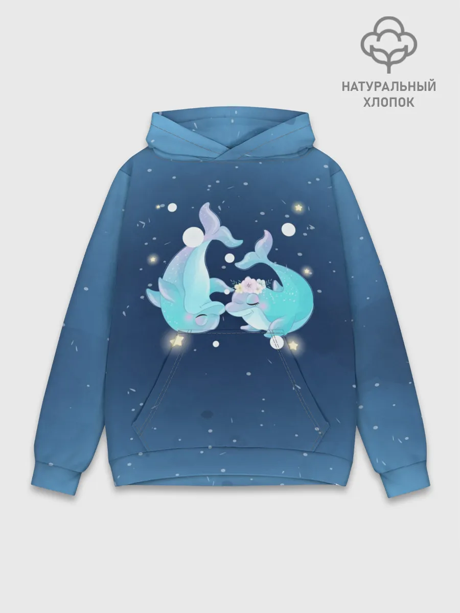 Худи мужской база хлопок / Два дельфина