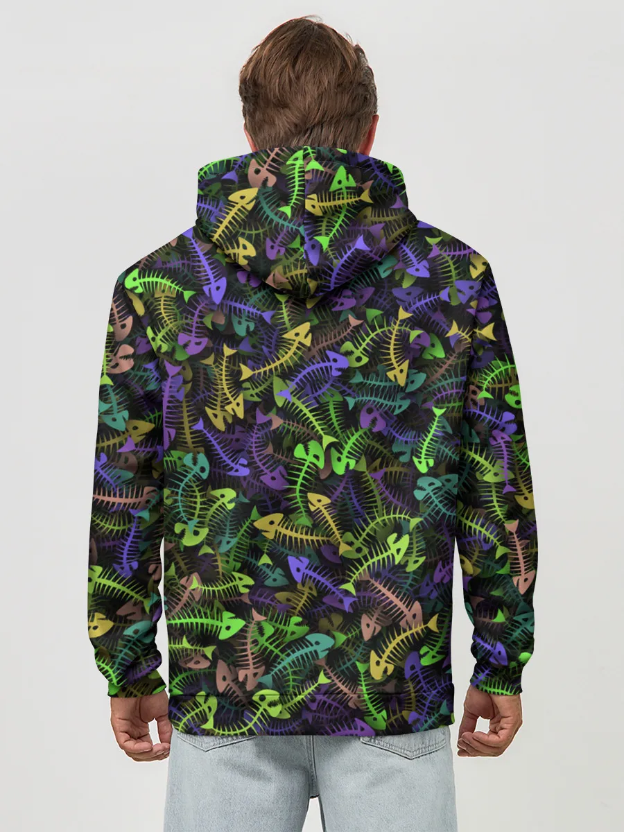 Худи мужской база хлопок / Neon Fish Bone