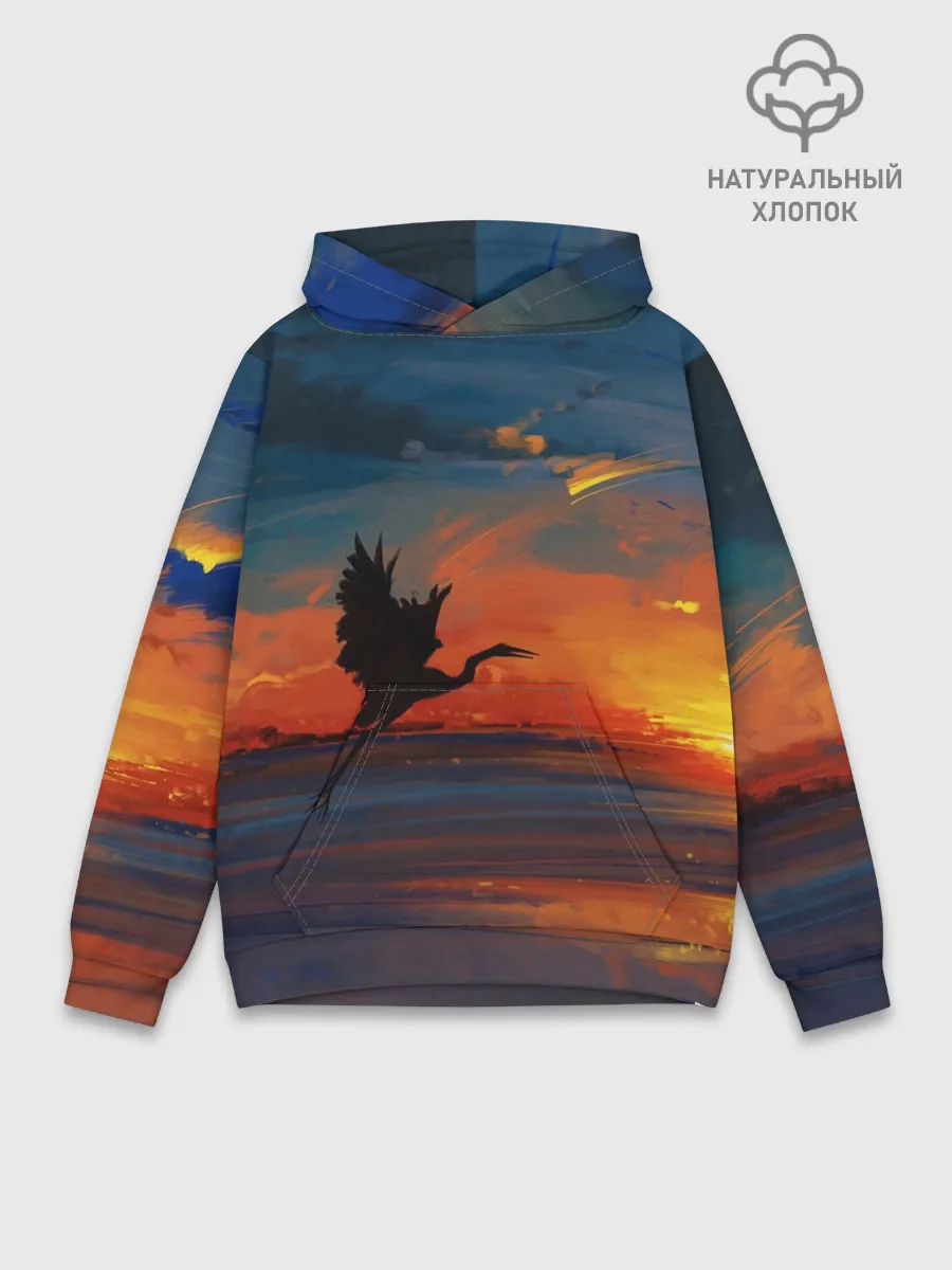 Худи мужской база хлопок / Прибрежный закат