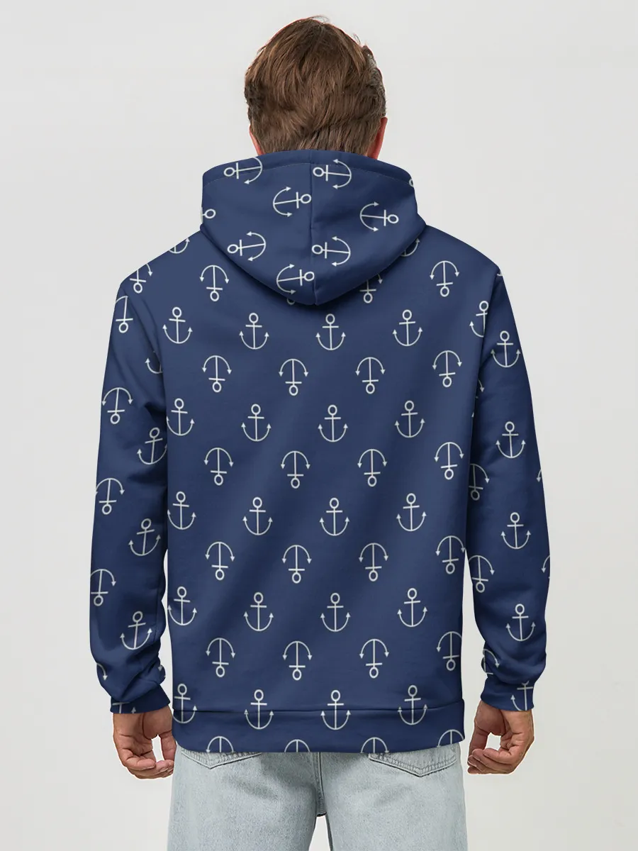 Худи мужской база хлопок / Узор якоря