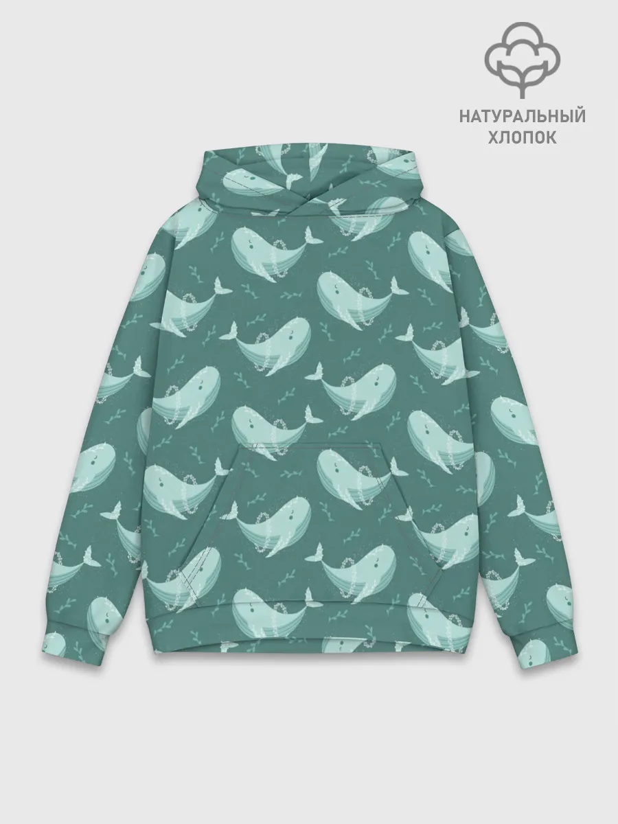 Худи мужской база хлопок / Киты