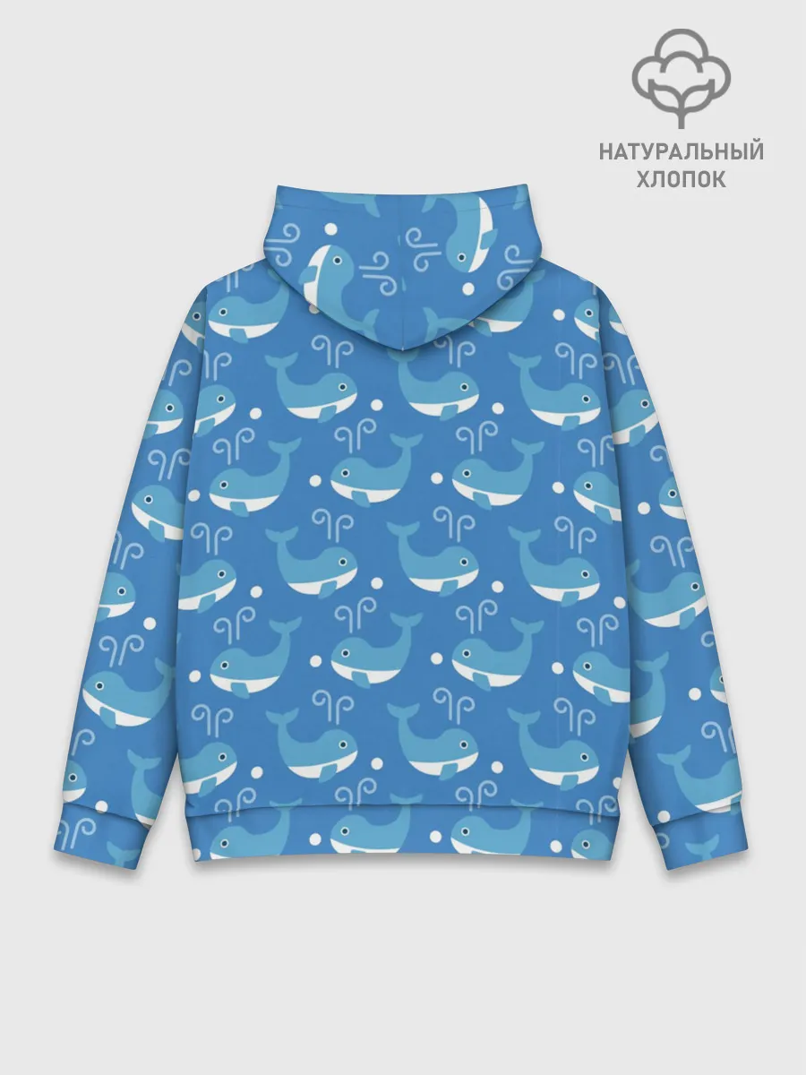 Худи мужской база хлопок / Киты паттерн