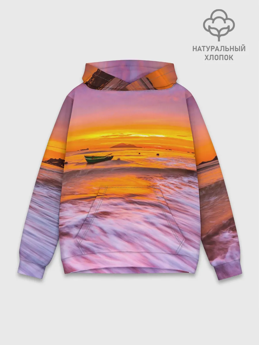 Худи мужской база хлопок / Закат на пляже