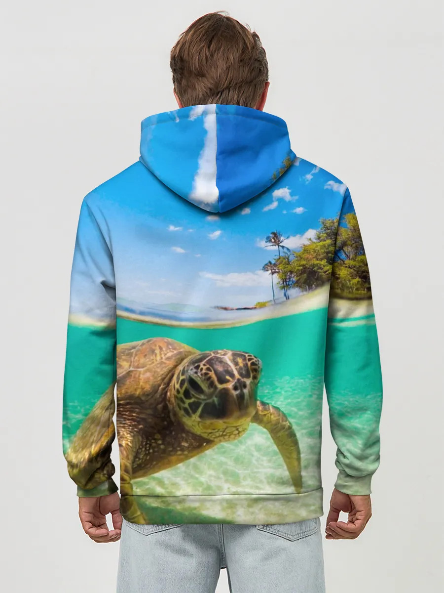 Худи мужской база хлопок / Морская черепашка