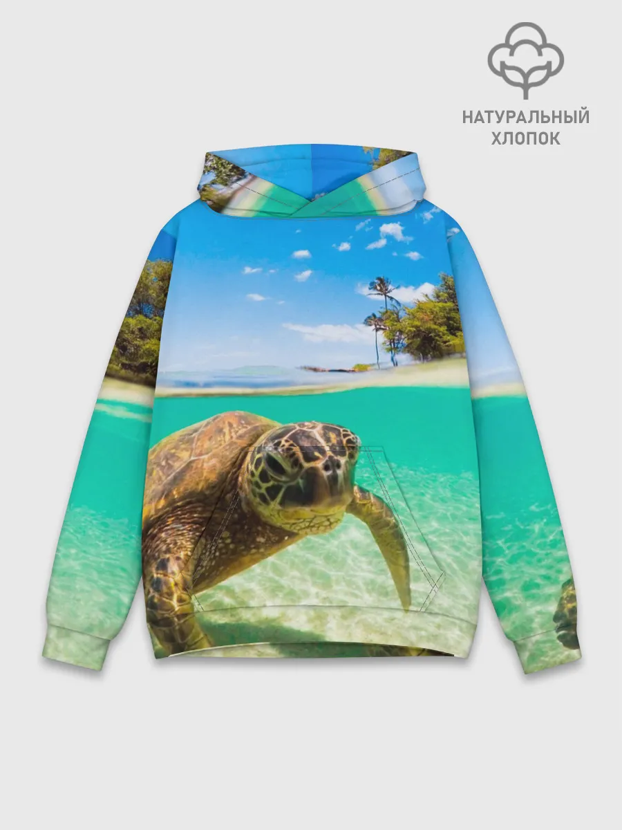 Худи мужской база хлопок / Морская черепашка