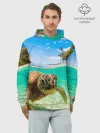 Худи мужской база хлопок / Морская черепашка