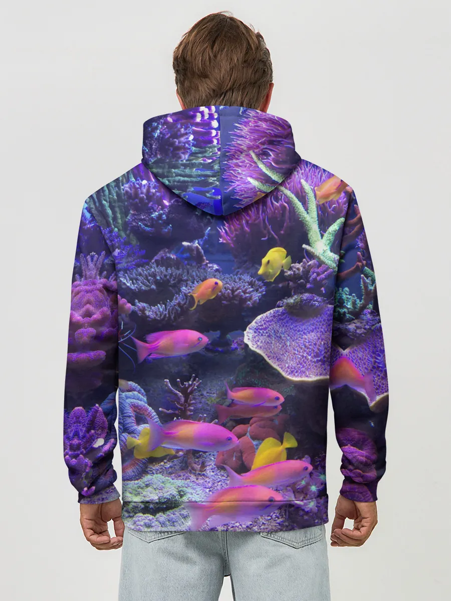 Худи мужской база хлопок / Коралловые рыбки