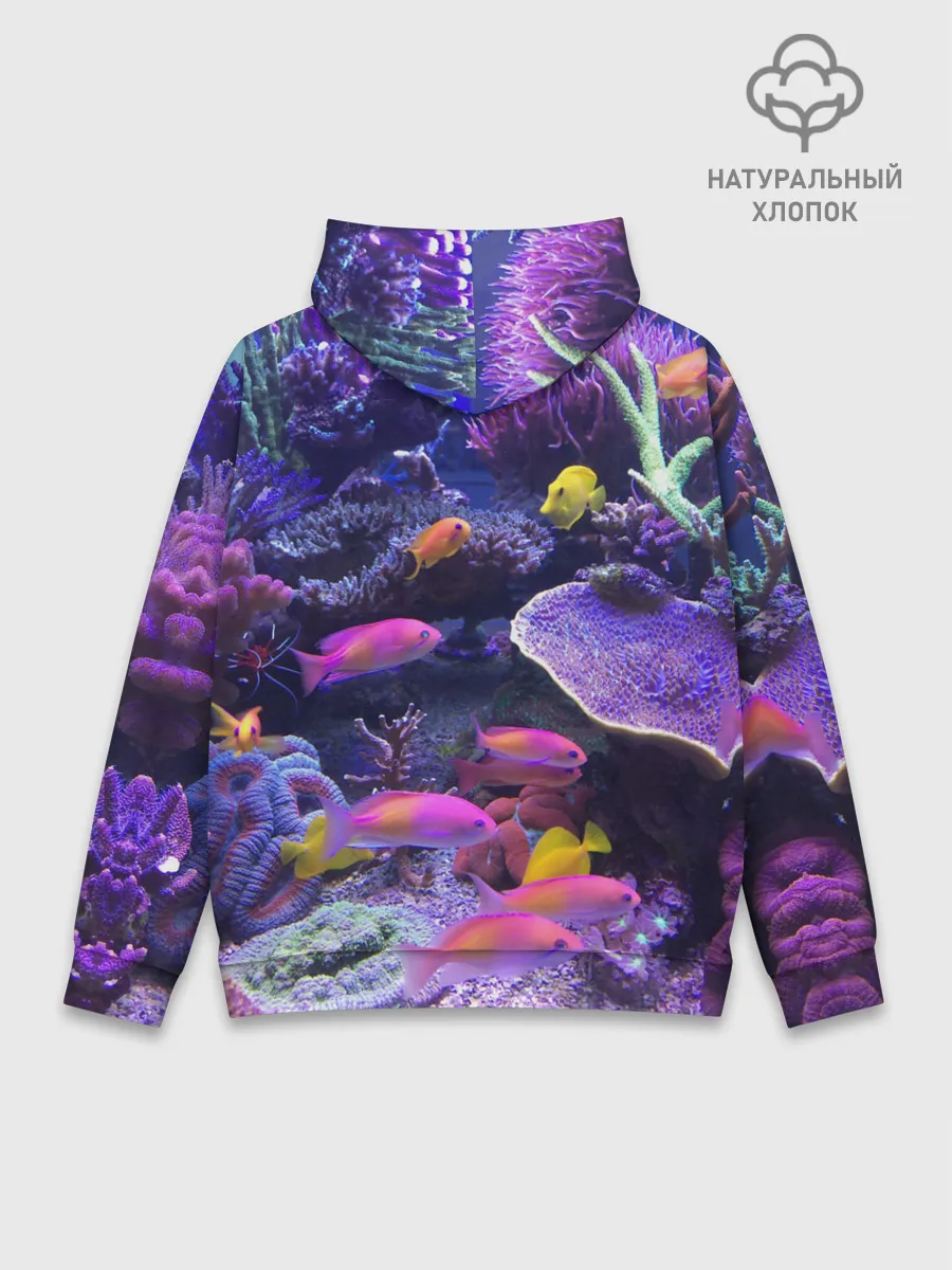 Худи мужской база хлопок / Коралловые рыбки