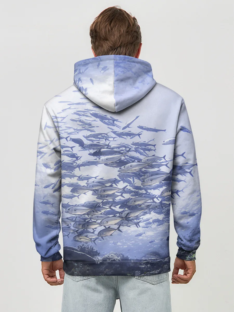 Худи мужской база хлопок / Косяк рыбы