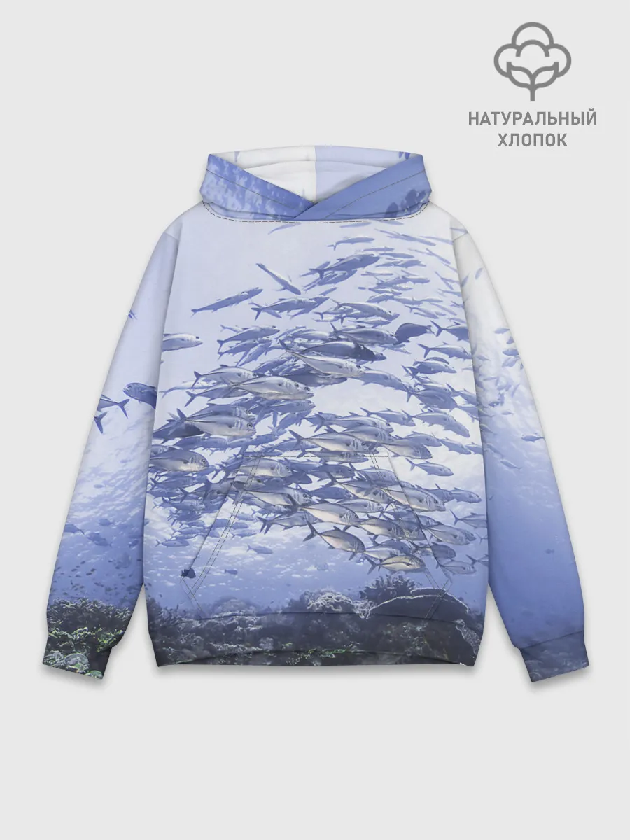 Худи мужской база хлопок / Косяк рыбы