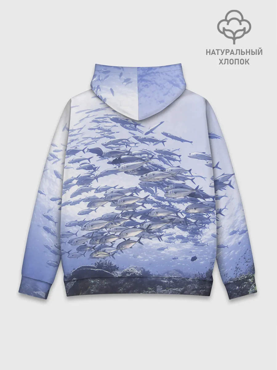 Худи мужской база хлопок / Косяк рыбы