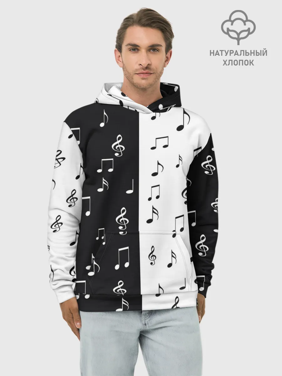 Худи мужской база хлопок / черное и белое | Black & white