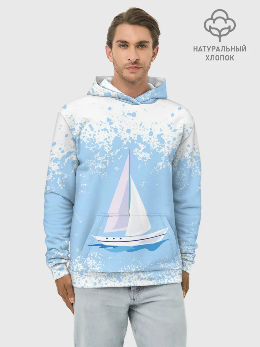 Худи мужской база хлопок / ОДИНОКАЯ ЛОДКА | SAILBOAT