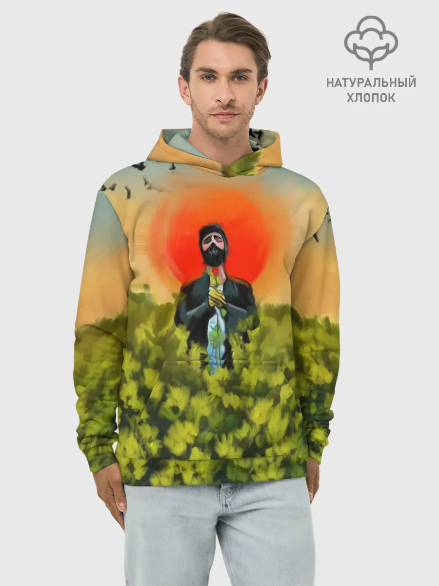Худи мужской база хлопок / Один в поле