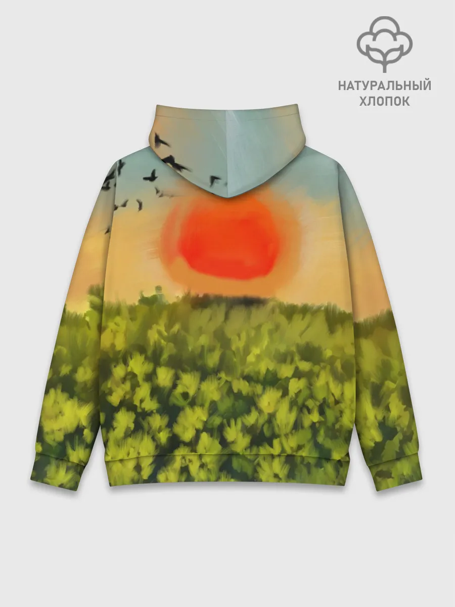 Худи мужской база хлопок / Один в поле